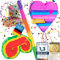 Pinata décoration de fête à remplir de bonbons pour anniversaire enfant mariage fête (Cœur + tige & masque pour les yeux)