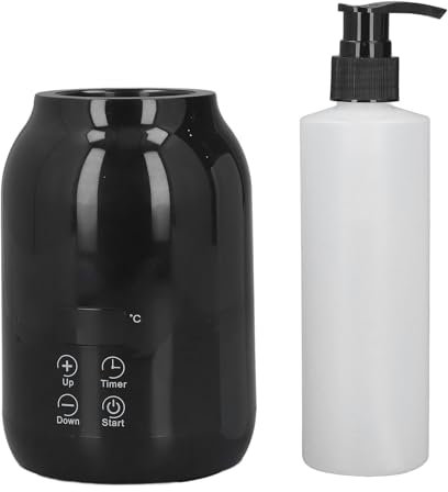 Single Bottle Massage Oil Heater, Touch Control UK Plug 100‑240V Massage Oil Heater Real Time Thermostatic for Cosmetic (Black)