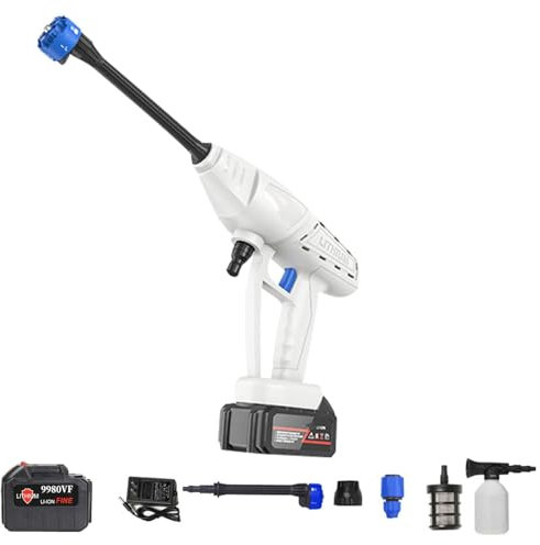 Sionhiuo Nettoyeur Haute Pression sans Fil, Nettoyeur Haute Pression Machine de Nettoyage de Voiture électrique sans Fil, Lave-Auto Haute Pression portatif, Pratique et Portable pour vélo et