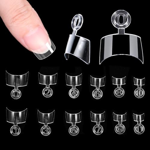 Lnngub 600 Pcs Short Square Nail Tips,Acrylic Clear Nail Tips Half Cover with Box for DIY Nails Salon,12 Sizes