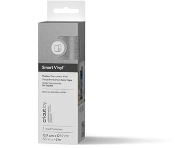 Cricut Joy Smart Permanent Vinyl, Shimmer Silver, 13.9cm x 1.2m, Self-Adhesive Vinyl Sheet | Ideal for Customising Mugs, Bottles & DIY Crafts, for All Cutting Machines Joy Machine