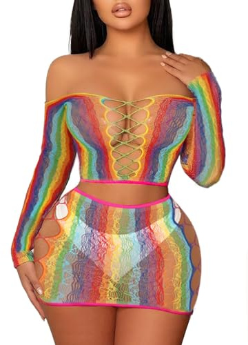 Buitifo Women Lingerie Set BabyDoll Bodysuit Nightwear | 2 Piece Cute Pajamas Set, Mini Top Mesh Dress Bikini Covers Going Out Outifts,skirt and top sets women party