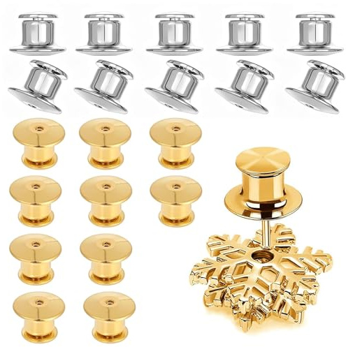 JYNXOR 20 Stück Pin-Verschlüsse, Metall, Pins, Verriegelungsstifte, Pins, Sicherheitsnadeln, Schlösser für Schmuck, Broschen, Abzeichen, Handwerk, DIY