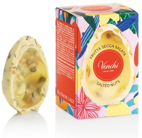 Venchi - Mignon-Ei aus gesalzener weißer Schokolade, 70 Gr, mit Pistazien, Mandeln und Piemont-Haselnüss, Glutenfrei, Venchi-Osterkollektion, Geschenkidee