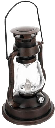 Vintage Petroleumlampe 1 Stück aus ABS mit Griff, Kabellos | Flamelesses Nachtlicht, Coffee Farbton, für Tisch und Wand, Dekorativ für Festliche Anlässe