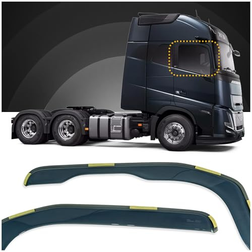 HEKO | Seitenscheiben-Windabweiser Kompatibel mit Volvo FH Aero 2024+ | Vorne; 2 STK.; Regenabweiser, Windabweiser, Getönt, Stromlinienförmig; Einfache Montage; Schutz vor Wind und Regen