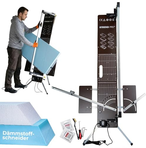 STREND PRO Dämmstoffschneider 140cm 200W | für XPS, EPS, Styropor, Styrodur, Polystyrol | Profi Glühdraht Schneidegerät | Heissdrahtschneider, Styroporschneider, Styrodurschneider mit Ständer
