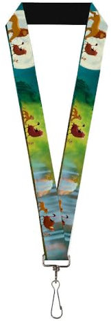 Buckle Down Lanière – 2,5 cm – Roi Lion Simba, Pumba et Timon Grandissant Chaîne de clé, Multicolore, Taille Unique Mixte