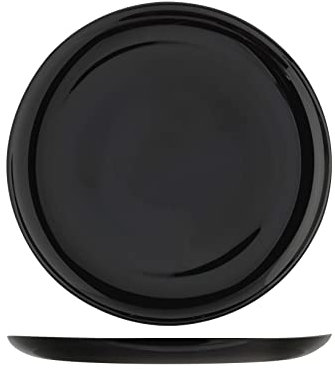 H&H - Lot de 6 assiettes à pizza, Premiere, assiette multi-usage, Vaisselle de table, Assiettes uniques, Hors-d’œuvre, Opale, Noir, diamètre 32 cm