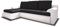 Ecksofa Santi II mit schmutzabweisender Stoff - Couchgarnitur mit Schlaffunktion und Bettkasten, Couch, Polsterecke, Schlafsofa (Weiß + Graphit (Madryt 120 + Trinity 15), Ecksofa Links)