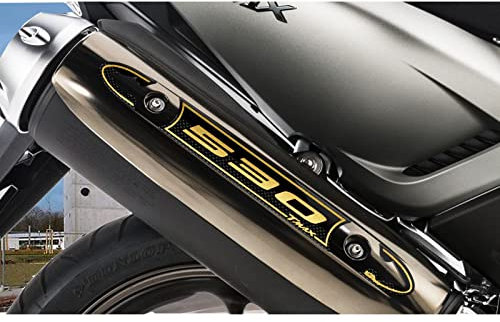 Resin Bike Adesivi Scooter Compatibile con Yamaha Tmax 500 e 530 2008-2016. Protezione Zona Marmitta da Urti e Graffi. Adesivo 3D Resinato - Effetto Carbonio Grafica in Oro