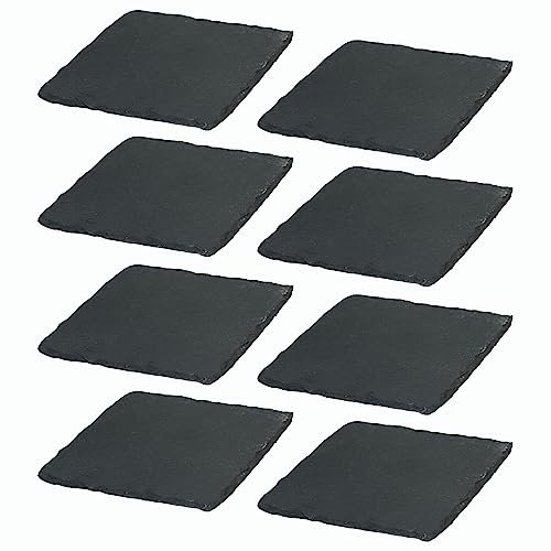 Novaliv 8X Schiefer Untersetzer I 10x10 cm I eckig I Cocktail untersetzer Tasse Coasters Stein Untersetzer Weinglas Glasuntersetzer
