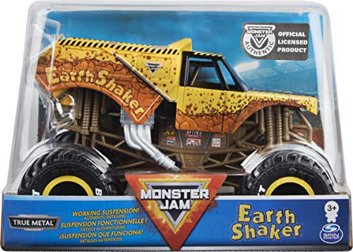 Monster Jam Camión Oficial de la Tierra Shaker Monster Truck, vehículo Fundido a presión, Escala 1:24