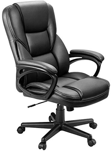 Furmax Office Executive Chair High Back Adjustable Managerial Home Desk Chair, Swivel Computer PU Leather Chair with Lumbar Support (1, Black)