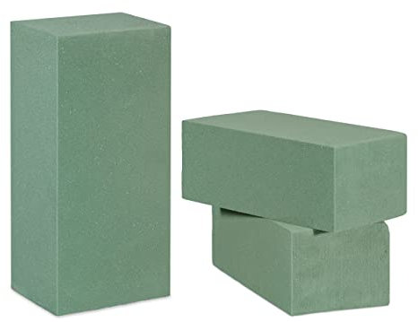 Relaxdays 6 x Steckschaum für Frischblumen, Steckziegel, Nasssteckschaum Blumengestecke, Hochzeit, HxBxT: 7,5 x 20 x 10 cm, grün