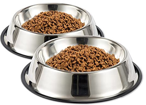 WEDAWN Hundenäpfe 2 Stück, Edelstahl Haustier Fütterung Wassernapf mit Rutschfester Silikonsohle, Katzennapf perfekt für kleine/mittelgroße/große Hunde, Katzen, Kätzchen, Welpen und Kaninchen