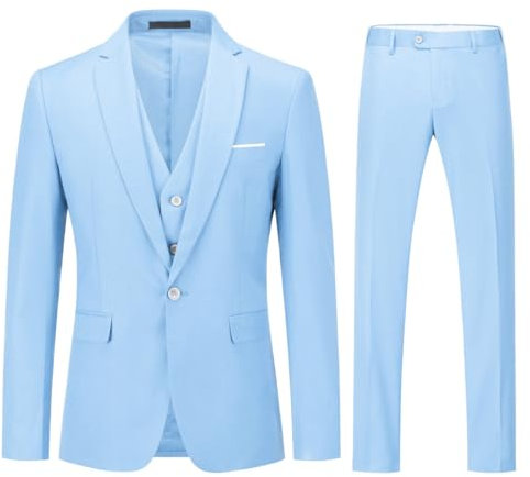 YOUTHUP Abiti da Uomo Elegante Completi 3 Pezzi Abito Slim Fit Blazer Panciotto Pantaloni
