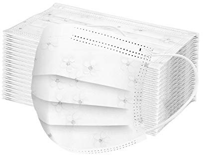 Lulupi 50 Stück Mundschutz Mundschutzmaske Einweg Mund und Nasenschutz Blumen Motiv Bedruckte Bandana Halstuch 3-lagig Einmal Mundbedeckung Multifunktionstuch Maske Halstuch für Damen Herren