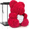 ROSEBEAR mit Geschenkbox - in verschiedenen Größen und Farben - aus ewigen Rosen in voller Farbe - Geschenk für Ihn & Sie zum Jahrestag Geburtstag Muttertag Hochzeitstag (40 cm Rot mit Herz)