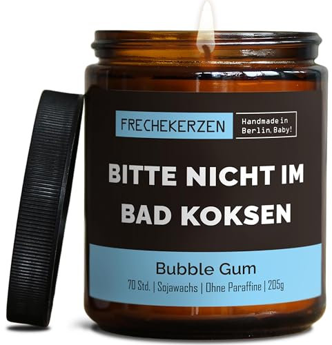 Bad Dekoration Duftkerze mit Spruch | Handgemacht aus Sojawachs | In Geschenkbox | Nachhaltiges Valentinsgeschenk | Lustige Gast Geschenk Idee | Freunde BFF, Mama, Kollegen |Bubble Gum