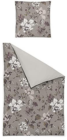 Irisette Bettwäsche Mako-Satin grau-beige Größe 135x200 cm (80x80 cm)