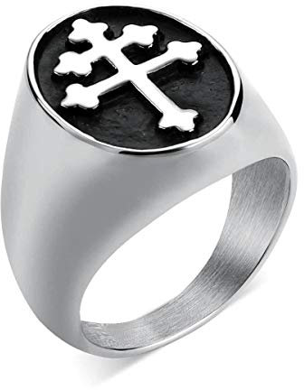 Lorraine Kreuz Ring Herren Silber Edelstahl Crux Vera Siegelring Größe 67