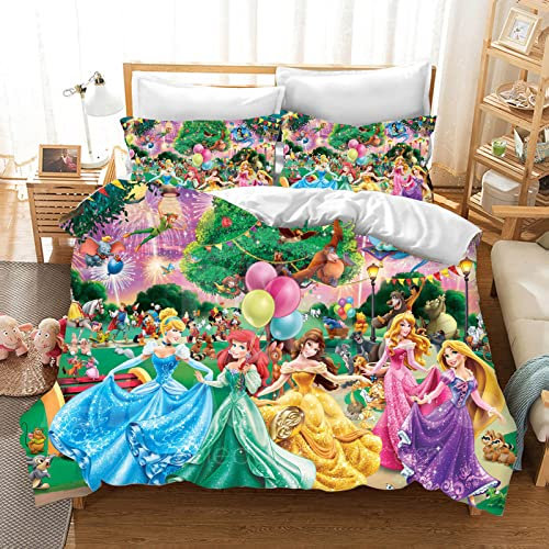 Bfrdollf Rapunzel Bettwäsche 135 X 200 Mädchen Rosa Meerjungfrau Arielle Kinder-Bettbezug Kissenbezug Prinzessinen Bettwäsche Mit Reißverschluss (10,135 X 200 cm)