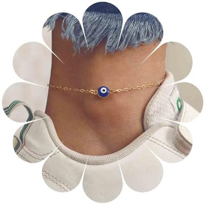 Inilbran Boho Bösen Blick Knöchel Armband Gold Bösen Blick Fußkettchen Armband Vintage Kette Fußkettchen Armband Minimalismus Blauen Auge Fuß Kette Schmuck Für Frauen Und Mädchen Amulett (Stil A)