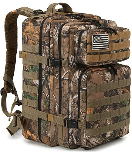 QT&QY 45L Sac à dos tactique militaire Sac d'assaut militaire Molle Grande capacité sac d'urgence Camouflage Randonnée Camping Trekking Sac à dos de chasse