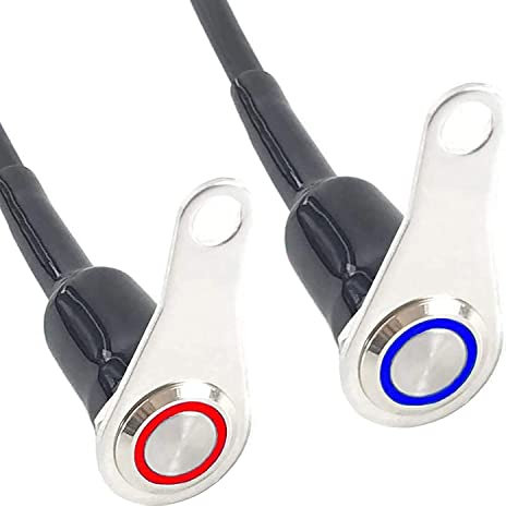 RUNCCI-YUN 2 Stück 12V LED Motorrad Schalter Motorrad Lenkerschalter Lenkerhalterung Horn Power Start Kill Schalter Taste Scheinwerfer Brems Nebelscheinwerfer ON/OFF (7/8)(Rotlicht blaues Licht)