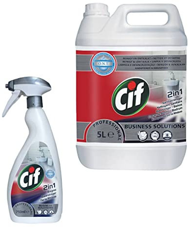 Cif Professional Badreiniger mit Anti-Kalk-Formel Kanister 5L Sprühflasche 0,75L
