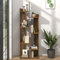 homiuse Bücherregal Baumförmige 48x25,5x140 cm 8 Fächer Bücherschrank Räuchereiche Holzwerkstoff Regal Wand Aktenschrank Regal Schmal Standregal BüCherregal Holz BüCherschrank Aufbewahrungsregal