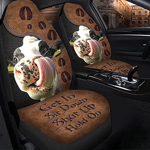 601 2Er Set Autositzbezüge Atmungsaktiv Auto-Schonbezüge Sanft Auto-Zubehör Schalensitzbezug Universal Für SUV Lustige Holstein Kuh Muster, Kuh Vieh Get In Sit Für Landwirt Kuh Liebhaber