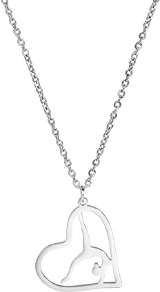 UNIFT Gymnastik Charm Halskette für Frauen Edelstahl Elegant Flipping Gymnast Anhänger Halskette Ballerina Gymnastik Inspirational Schmuck (Silber 9)