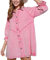 Jeanskleider Damen Blusenkleid Denim Babydoll Rock 3/4 Lange Ärmel Button Down T-Shirt Kleider Lose Hemdkleid Casual Jeanshemd Knielang Midikleid Shirtkleid Lang Tunikakleider Oberteil Rosa M