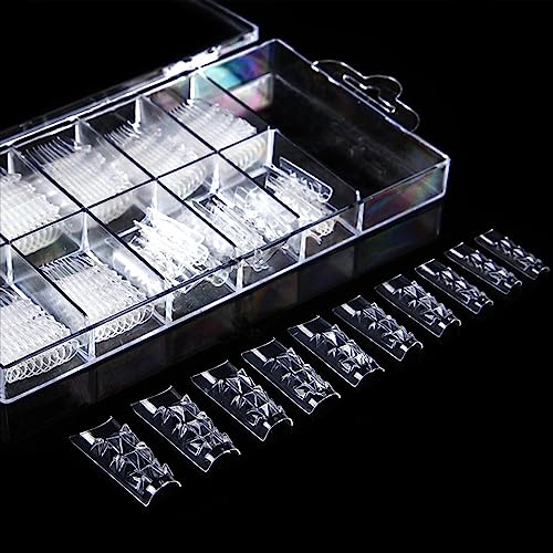 AMOYUN 3D Glaçure Capsule Americaine Ongle, 120 Pièces Carré Capsule Faux Ongles, 10 Tailles Artificiel Capsules Conseils pour Les Extensions D'ongles et Bricolage Nail Art