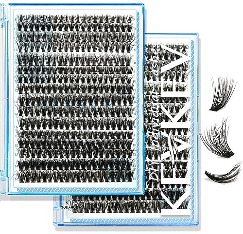 KevKev Lash Clusters 3D Fluffy Cluster Lashes 320Pcs DIY Lash Extensions 30+40+50D 8-16 Mixed Eyelash Clusters Individual Lashes Cluster Thin Band & Soft (Fluffy 30+40+50D,C-8-16mix)