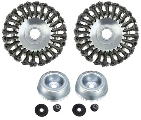 2x Trade-Shop Entrostender Stahldraht-Bürste Unkrautbürste Bürstenkopf 15cm x 2,54cm inkl. Adapter-Set kompatibel mit Stihl FS-55 FS-56 FS-80 FS-85 FS-90R FS-100 F-108