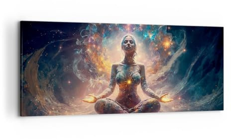 ARTTOR Bilder auf Leinwand 120x50cm Wandbild Fantasy Menschen - 5781 | Meditation Yoga Energie Panorama Groß Wanddekoration Wohnzimmer Schlafzimmer Wanddeko Wand Kunstdruck Wandkunst ARTTOR