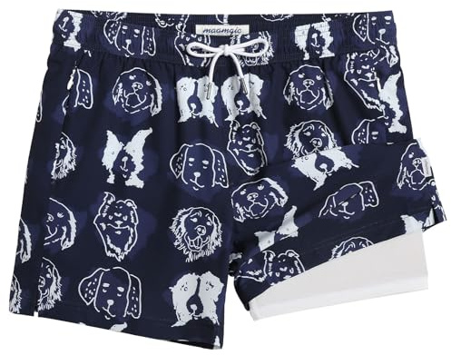 maamgic Mens Swimming Shorts 2-in-1 Quick Dry with Compression Liner