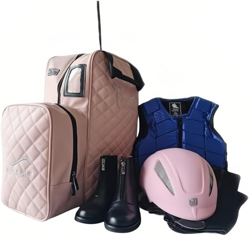 TerkCo Borsa da equitazione per adulti, uomini e donne, grande capacità, impermeabile, porta casco da equitazione, borsa per riporre tutto (solo borsa) (rosa)