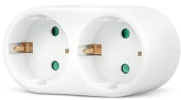 Don Feliz Adaptador 2 Tomas Schuko, Adaptador 2 enchufes, ladron Doble Frontal, Enchufe Multiple con 2 Tomas, ladron de enchufes 2 x 16A, con Proteccion para niños, MAX 3680W, Color Blanco