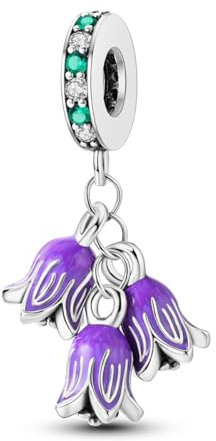 NARMO 925 Charms in Argento Sterling per Pandora Bracciale Lilly Viola della valle Ciondolo Charms per le Donne Ragazze