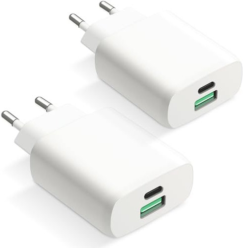 envircell USB C Rapide Chargeur GaN, 30W 2-Ports USBC USBA Prise Mural Type C Secteur Adaptateur Alimentation pour iPhone 15/15 Pro/15 Pro Max/15 Plus/14/13/12/11/SE/X/XS/XR Samsung etc