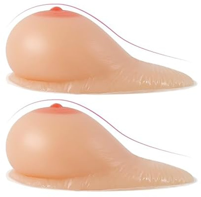 OSEMISS 1 Paar B-EE Cup, realistische Silikonbrüste, Selbstklebende Prothese, künstliche Brüste für Männer und Frauen, Crossdresser, Cosplay, Brustvergrößerer,Nude,DD|Cup (1200g/Pair)