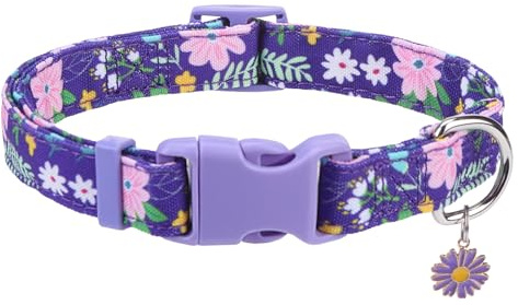 PUPTECK Cute Dog Collar Small Medium Dog, Soft Adjustable Puppy Collar with Pendant for Male Female Boys Girls Accessories