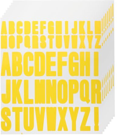 QUARKZMAN 440 Stück 8 Blätter Buchstaben Aufkleber Vinyl Wasserdicht Selbstklebend Alphabet Aufkleber Buchstaben für Innen-/Außenbereich Aufkleber Dekoration Gelb