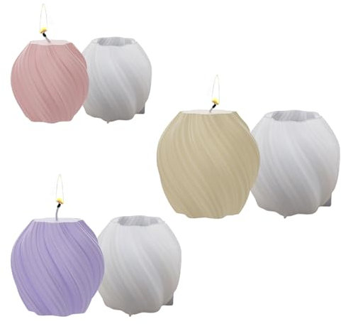 Geometric Pillar Candle Mould, 3 Pcs Wave Silicone Mould Spiral Twisted Candle Mold Epoxy Resin Moulds for Soap Aromatherapy Candle Making Handmade Gift DIY Craft Home Decor (Geometric Pillar)