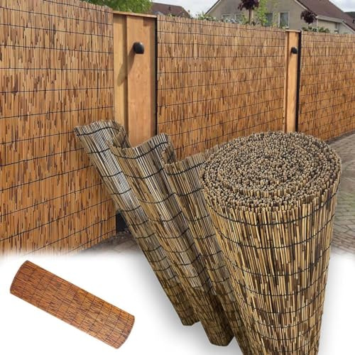 HRXQ Natürlicher Schilfrohrmatte Bambusmatte Sichtschutz 60×300cm 70×700cm 80×600cm Schilf-Bambus Sichtschutzzaun Sichtschutzpaneele - Leicht Zu Schneiden/karbonisiert (Size : 60x400cm)