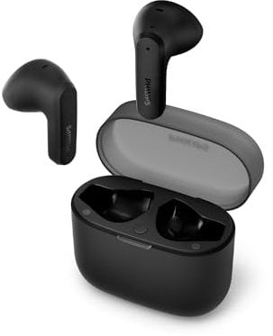 Philips TAT2139BK/00 True Wireless In Ear Bluetooth Headphones - Small Buds. Great Value Natural Sound. Dynamic bass, Pocket-Sized Charging case, Clear Calls - Black